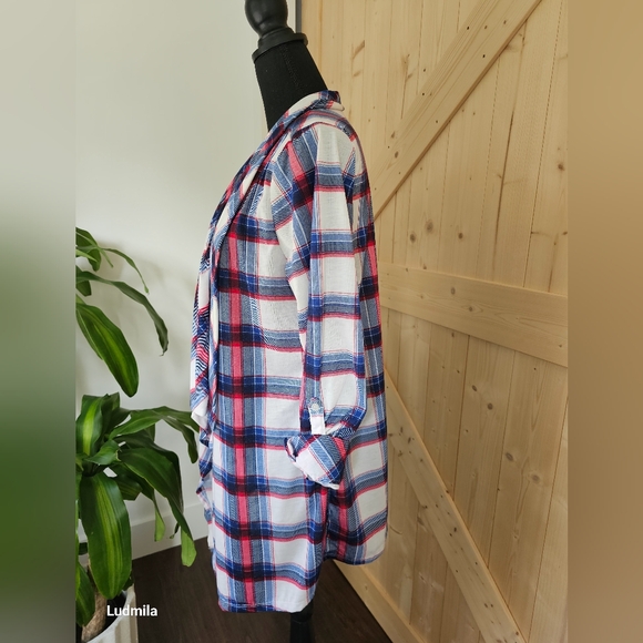 NEW YORK LAUNDRY size L women's‎ plaid open style top - Picture 7 of 7